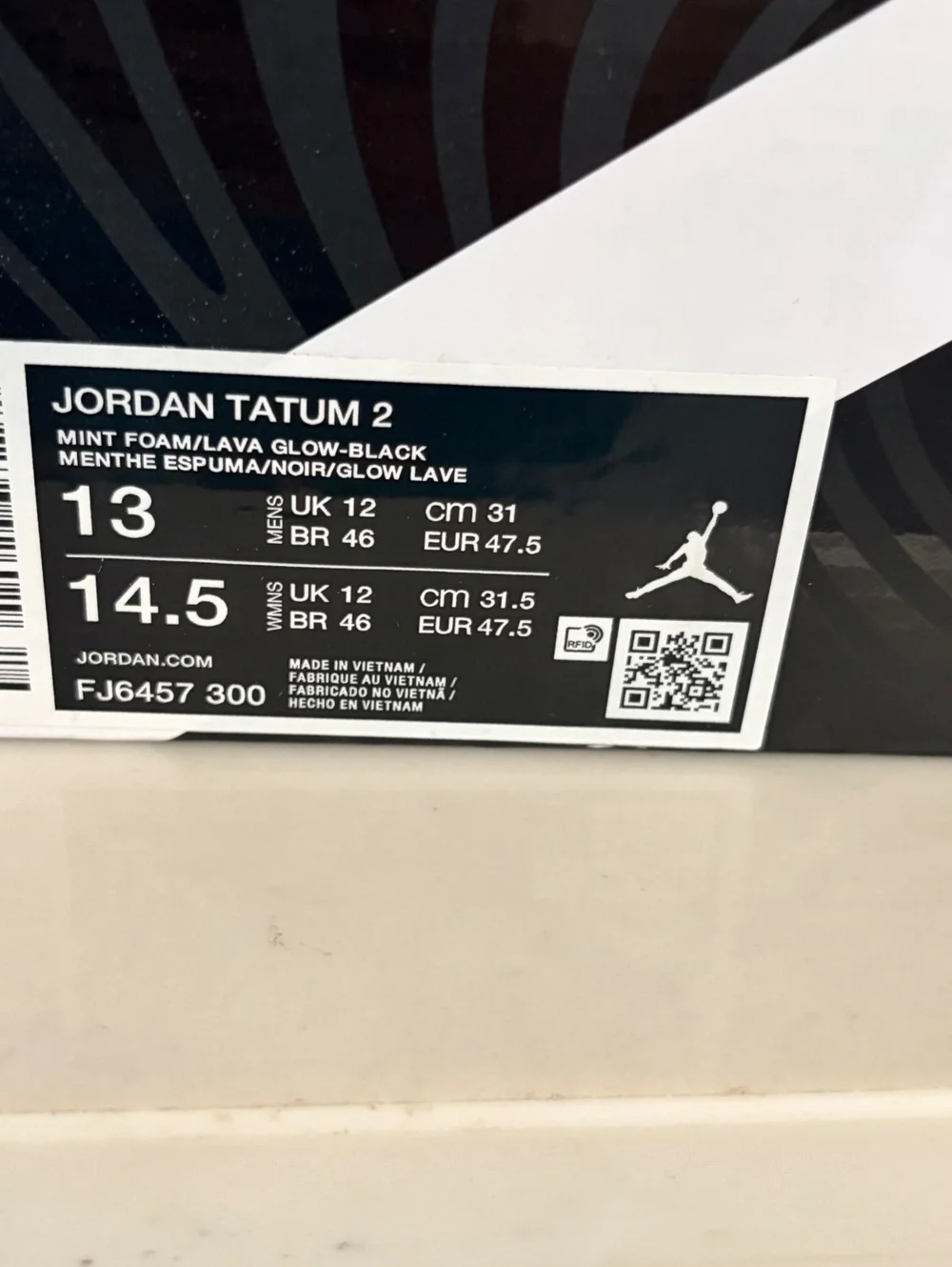 Nike Air Jordan Tatum 2 Vortex Mint Foam Lava Glow Basketball Shoes Size 13